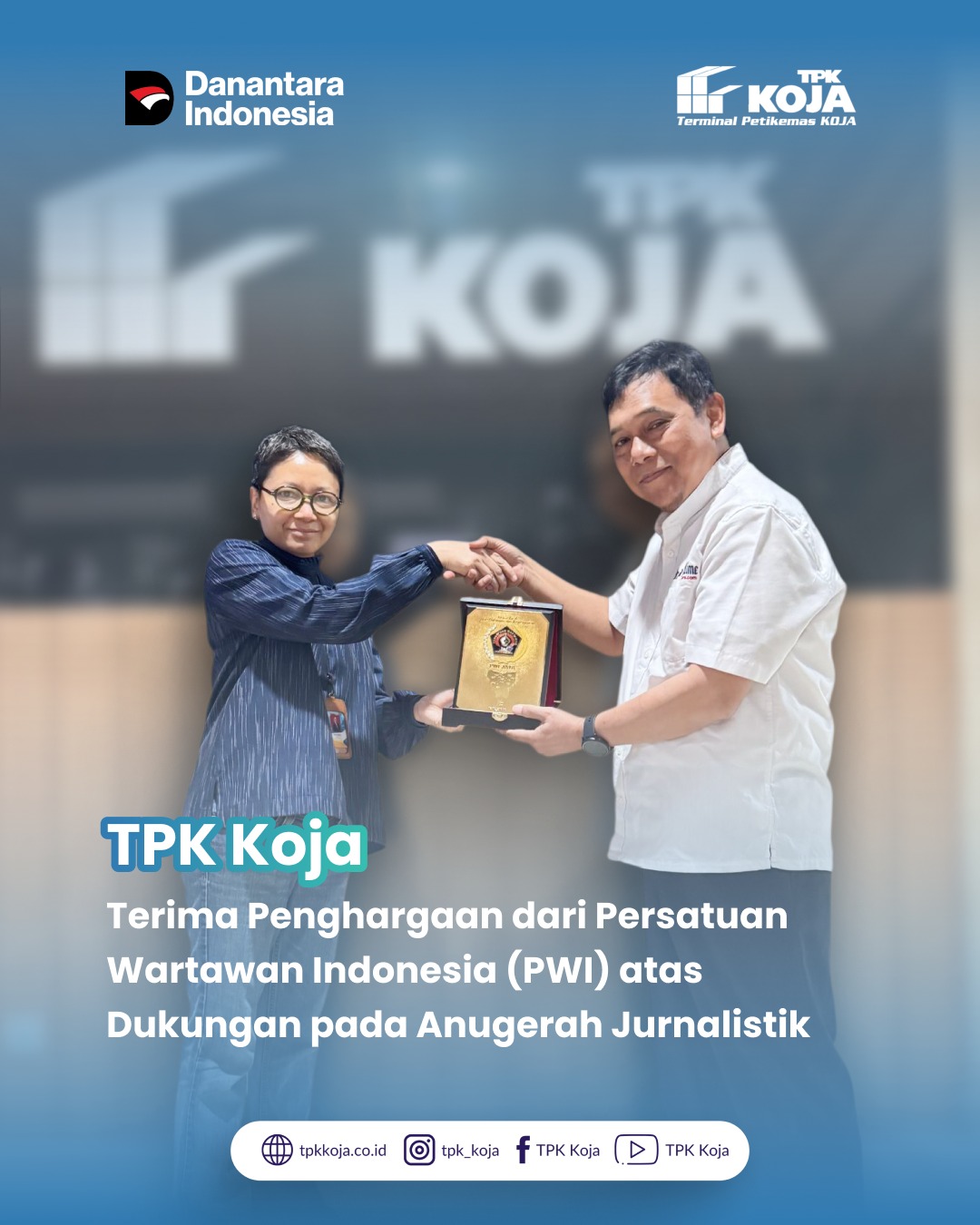 TPK Koja Terima Penghargaan dari PWI atas Dukungan terhadap Anugerah Jurnalistik Muhammad Husni Thamrin 2025